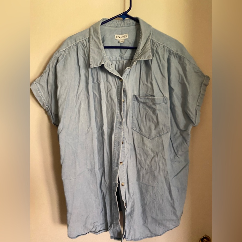 Ava and Viv light blue chambray button up - 3X